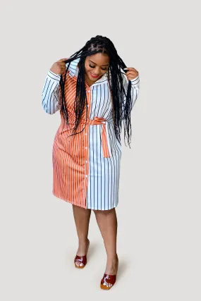 Double Trouble Tie Waist Dress (Orange)