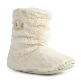 Gisele - 100% Recycled Faux Fur Rouched Slipper Boot - Cream