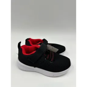 Small Kid Size 8, Black Sneaker with Red Trim, White Sole and Straps