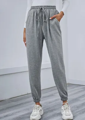 Solid Drawstring Waist Joggers